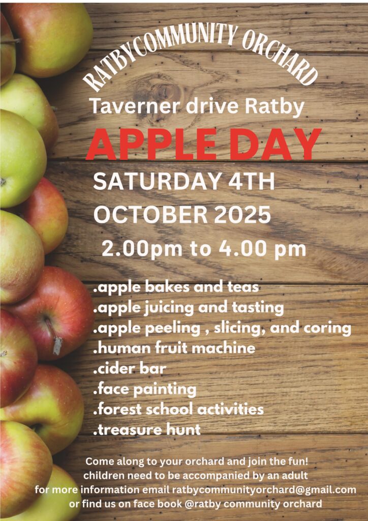 Ratby Apple Day 2025 poster - Saturday 4 October 2-4Pm