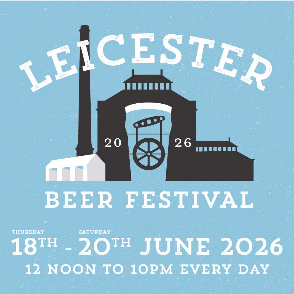 Leicester Beer Festival Poster Header 2026. 18th - 20th June, Noon-10PM